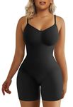 SHAPERX Shapewear for Women Tummy Control Bodysuit Mid Thigh Butt Lifter Body Shaper Shorts, Black, S/M,SZ5218-Black-S/M