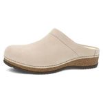 Dansko Mariella Slip-on Mule Clog - Dual-Density Cork/EVA Midsole and Lightweight Rubber Outsole Provide Durable and Comfortable Ride on Patented Stapled Construction, Linen, 7.5-8