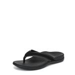 Vionic Women's Tide 2.0 Flip-Flop, Black Nappa Leather/Suede, 8