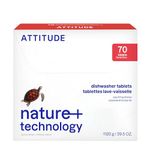 ATTITUDE Dishwasher Pods, Plant-Based & Vegan, Phosphate-Free Detergent Tablets, Naturally Derived, Unscented, 70 Count