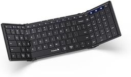 ProtoArc Foldable Bluetooth Keyboard, XK01 Full Size Folding Wireless Keyboard with Number Pad, Portable Travel Keyboard for Windows iOS Android Tablets, Laptops, iPad, iPhone - Purple Connect Button