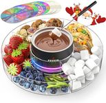FEPPO Cordless Electric Fondue Pot Set with Mood Light - 7 Roulette Cards & Detachable Serving Tray, 13.5 oz Chocolate Melting Machine, Ideal Gift for Holiday, Family, Parties & Camping