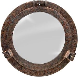 inanosa Ojo de buey de barco vintage montado en la pared | Ventana de baño con acabado Raku | Decoración temática náutica marítima del pirata - 1 pieza, acabado Raku (Porthole Window, 25_x_25_cm)