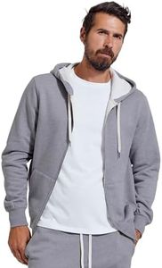 True Classic Men's Fleece French Terry Zip Hoodie, Zip-up French Terry Fleece Hooded Sweatshirt Jacket for Men Heather Gray