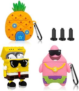 [3 Pack] Funny Airpod Case for AirPod 2/1, 3D Cartoon Character Cute Airpods 1&2 Case Kawaii AirPods 1/2 Cover for Men Boys Gift Protective Silicone Case with Keychain Accessories