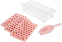 Paris Hilton Heart Shaped Mini Ice Cube Tray Set, Includes 3 Mini Ice Cube Molds, Ice Bin Storage Container with Lid and Ice Scoop, Easy Release Silicone Ice Mold, Made Without BPA, 6-Piece Set, Pink