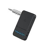 AnkePower Bluetooth Adapter Car, Wireless Aux Bluetooth 5.0 Adapter with Hands-Free Calls, Bluetooth Receiver for Car, Headphones and Home Stereo Systems (Dual Connection, 12 Hours Battery Life)