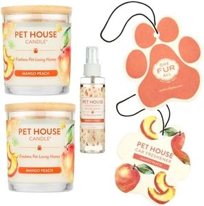 One Fur All Pet House Candle Value Pack - Plant-Based/Soy, Long Lasting Odor-Fighting Candles, Mango Peach Scent