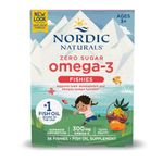 Nordic Naturals Zero Sugar Omega 3 Fishies | Fish Oil For Kids 300 Mg Omega 3 Gummies EPA & DHA For Kids | Supports Brain Development Kids Ages 3+ Yrs | Tutti Frutti Fish Oil Supplement 36 Gummy Chew