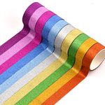 Zsanhua 10 Rolls Washi Tape, 15mm Washi Tape Set Glitter Washi Tape Set, 10 Colors Sparkling Decorative Tapes Colored Masking Tape for DIY Craft Scrapbooking Gift Wrapping, Random Color