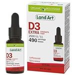 Certified Organic Vitamin D3 (490 Drops/Servings) - Extra Strength - 2500 IU Per Drop - Immune System Support - GMO Free - Gluten Free - Made in Canada (13.5ml)