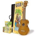 Mahalo Ukulele for Beginners, Kahiko 'Learn 2 Play' Bundle with Essentials Pack, Perfect for kids and Adults, Including Clip-on Tuner, Aquila Strings, Picks & MORE - Transparent Brown