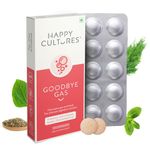 VELBIOM Happy Cultures Goodbye Gas, All Types of Gas Relief, Unique Blend of Probiotics 125 Million CFU, Ajwain Oil, Saunf Oil, Digestive Enzymes, Alleviates Gas, Bloating & Indigestion -30 Chewables