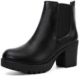 Moda Chics Women's Ankle Boots Fall Slip On Platform Boots with Heel Black 10 B(M) US