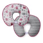 Bacati Owls Girls Cotton Nursing Pillow Cover, Pink/Grey