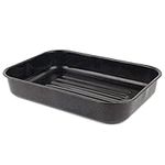 Russell Hobbs CW11431 Deep Roasting Tin, Vitreous Enamel Coated Large Roaster, Oven Baking Dish, Roast Chicken Tray, Meal/Vegetables, Dishwasher Safe, Romano Collection, 42 cm, Black