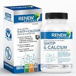 Renew Actives 5HTP & Calcium 200mg Supplement: 5 HTP Extra Strength Supplement with Calcium is Used For a Sleep Aid - HTP5 Provides Amino Acids to Help with Migraine Frequency & Relief - 120 Capsules. No Fillers & NON-GMO. Made in Canada. Easy to Swall...