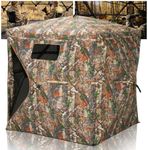 HUNTSEN Portable Hunting Blind - 360°See Through with Waterproof Floor Mat