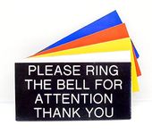 Engraved Plaque Please Ring The Bell For Attention Thank You Door Sign 100x50mm (Blue with White Text)