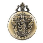 Pocket Watch Quartz Hogwarts College Gryffindor Theme Bronze Engraved Pocket Watch Necklace Chain for Men or Women Kids