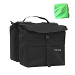 Vincita Top Load Double Pannier Water Resistant Cycling Side Bags - with Rain Cover, Large, Carrying Handle, Reflective Spots - - (Black)