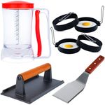 Eggssentials Griddle Breakfast Kit Compatible with Blackstone Griddle, Pancake Batter Dispenser, Bacon Press, 4 Egg Rings & Stainless Steel Spatula - Best for Indoor-Outdoor Cooking.