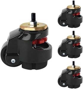 Leveling Machine Casters with Rubber Pad,Heavy Duty Leveling Casters,Leveling Stem Casters,Leveling Feet Wheels,Loading Capacity 6600 lbs, 4Pcs-3 INCH