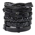 JJDreams 6-10 Pcs Leather Bracelets Set for Women Men Braided Wooden Beads Wrap Cuff Cord Adjustable