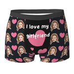 Personalized Boxers for Men Custom Boxers Briefs with Face On Photo Picture Customized Underwear Underpants for Men-Love,S