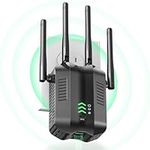 WiFi Extender Booster, 1200Mbps WiFi Booster, 4 Antennas WiFi Extender 5GHz & 2.4GHz Dual Band WiFi Repeater for Home, Ethernet Port Works with Any Wi-Fi Router, Easy Setup