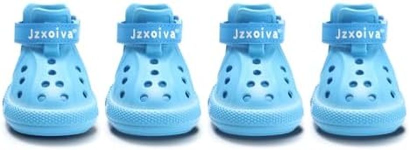 JZXOIVA Dog Shoes for Hot Pavement, Dog Booties for Large Dogs, Breathable Dog Boots & Paw Protectors, Adjustable Non-Slip Rain Booties, Waterproof Pets Sandals for Beach Blue Size 9