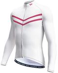 Wulibike Cycling Jersey Top Mens,Road Cycling Jersey Mens Top,Full Zip Breathable Cycling Jersey with Pockets White Red