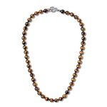 GAVU Toggle Clasp Brown Tiger Eye Crystal Necklace for Men 50cm