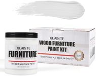 GLAINTE Furniture Paint Kit - Flat White Wood Paint for Cabinets, Doors, Tables & Dressers Refinishing, Water-Based, Non-Toxic & Odorless, 16 OZ