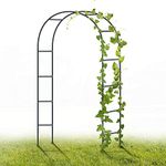 YAOBLUESEA Metal Garden Arch, 2.4 m Garden Arch Powder Coated Steel Frame for Plants to Support Roses, Archway Garden Decoration (Black)