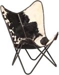 Orbit Art Gallery Handcrafted Leather Butterfly Chair with Original Hide Indian BKF Cowhide Cover Leather Cover Relaxing Chair with Free Wallet (Black n White) (Full Chair with Gold Leg)