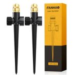 FANHAO Metal Lawn Sprinkler for Yard, 2 Pack Automatic Garden Water Sprinkler on Spike Base, Adjustable Brass Sprinkler Nozzle 360 Degree Large Area Coverage for Lawn Grass Patio Garden Irrigation