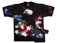 Liquid Blue Men's Plus-Size American Eagle Blk T-Shirt, Black, X-Large