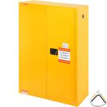 VEVOR Flammable Safety Cabinet, 45 Gal, Cold-Rolled Steel Flammable Liquid Storage Cabinet, 42.9 x 18.1 x 65.2 in Explosion Proof with 2 Adjustable Shelves 2 Manual Doors for Industrial Use, Yellow