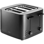 ZWILLING Enfinigy 4-Slice Cool Touch Toaster - Extra Wide 1.5" Bagel Slot, 7 Toast Settings, Reheat, Cancel, Defrost - Black