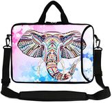 Violet Mist 13" 15" 15.6" Neoprene Laptop Sleeve Bag Waterproof Sleeve Case with Outside Handle Adjustable Shoulder Strap with External Side Pocket for Men Women (Pink Elephant)