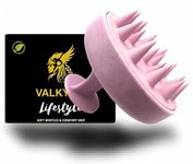 VALKYRIE Scalp Massager Shampoo Brush,Eco-Friendly Wheat Straw Body With Soft Silicon Bristles,Hair Scalp Scrubber,Scalp Exfoliator|Dandruff Removal,Prevents Hair Loss For Men&Women|Pink (Jp-35)