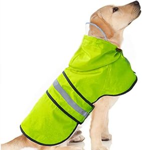 Dog Raincoat Waterproof Reflective Slicker - Lightweight Breathable Hooded Poncho Rain Coat Jacket with Adjustable Belly Strap and Leash Hole for Small Medium Large Dogs (Medium, Green)