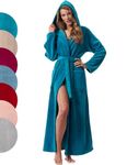 Morgenstern Dressing Gown Women Towelling Long Cut Teal Size XL UK 20/22 Full Length 54"/140 cm