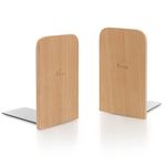 Simple Wood Japanese Style Nature Beech Wood Book Stand Bookends Book Ends Shelf Shelves Holder Log color (Square)