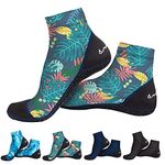 OMGear Water Socks Beach Sand Volleyball Socks Wetsuit Fins Booties Aqua Shoes Anti-Slip Dive Socks Ultra Stretch for Snorkeling Swimming Surfing Scuba Diving Spearfishing Kayaking (Leaf, S)