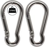 BELLE VOUS Stainless Steel Snap Spring M12 Hook Carabiner Clips (2 Pack) - 13.8cm/5.43 inches - Multipurpose Durable Outdoor/Indoor Carabiners for Keychains, Camping, Fishing & Hiking Accessories