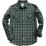 Dubinik® Flannel Shirt for Men Western Cowboy Pearl Snap Shirts for Men Long Sleeve Vintage Buttons Down Plaid Shirt Green Black