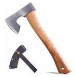 Splitting Axe,Camping Hatchet,Wooden Handle Hatchet,Hand-Forged Axe with Sheath for Wood Splitting and Chopping (Alloy Steel Color, 14.2")