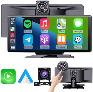 9 inch Wireless Apple CarPlay Screen for Car & 4K Dash Cam with Android Auto.Portable Car Stereo with Backup Camera & Touchscreen Display.Dash Mout Car Play Box.GPS Navigation, Bluetooth